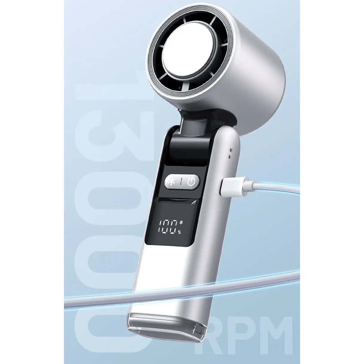 Handheld Ice Cooling Fan & Flashlight