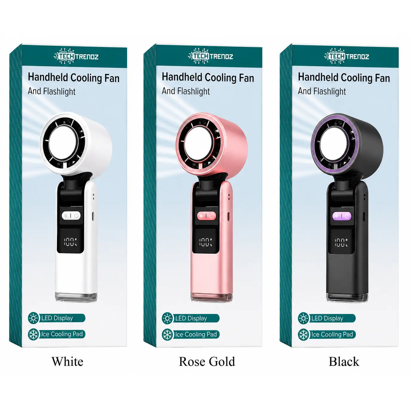 Handheld Ice Cooling Fan & Flashlight