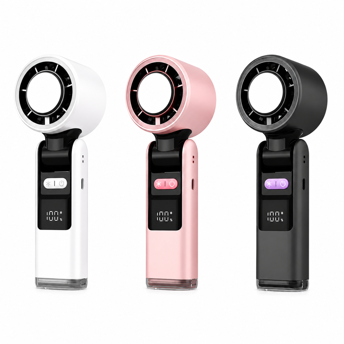 Handheld ice cooling fan with flashlight