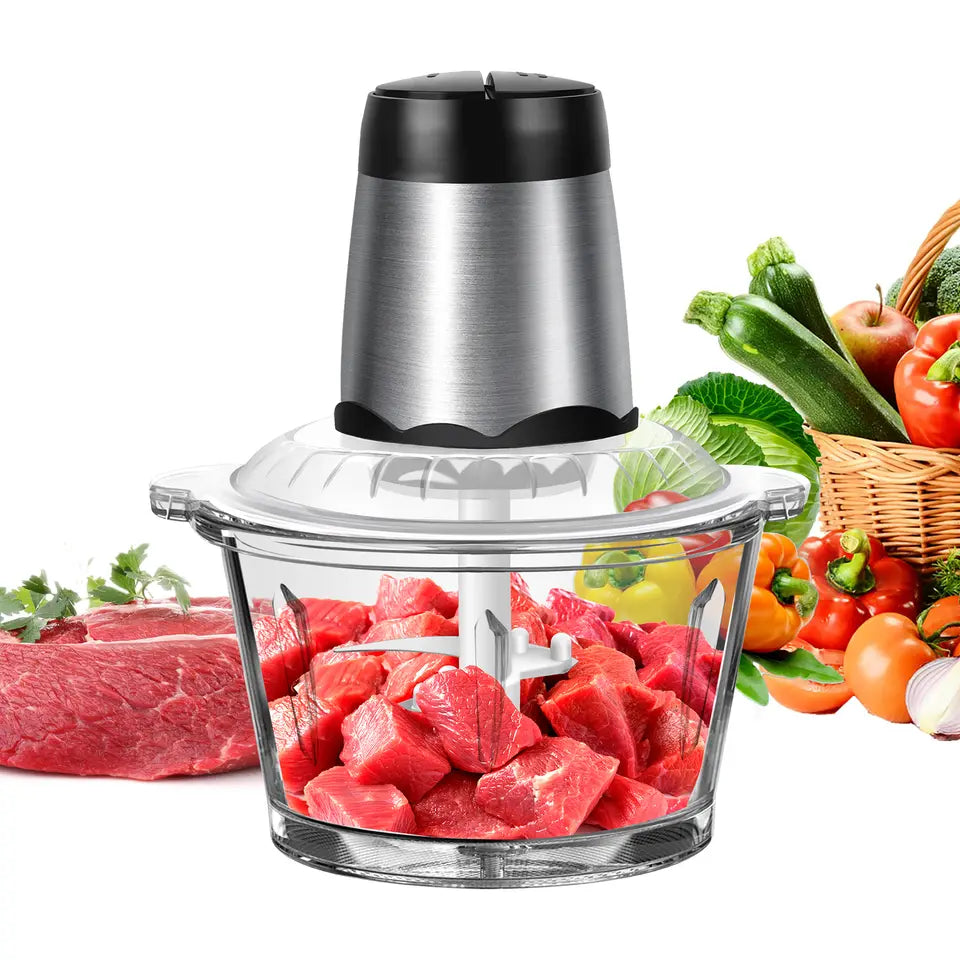 2L electric food chopper with glass bowl