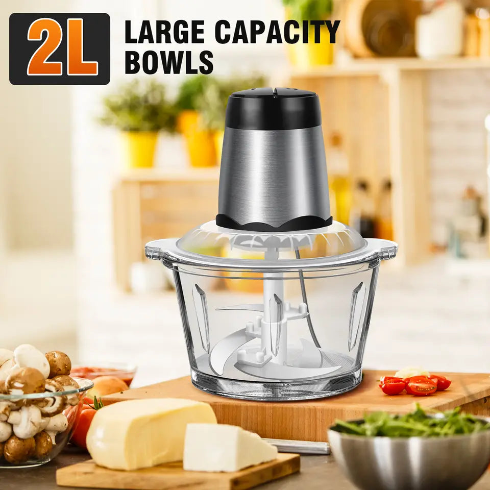 Food chopper in use in a kitchen