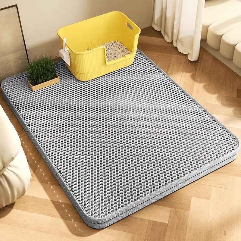 Extra large double layer cat litter mat in grey