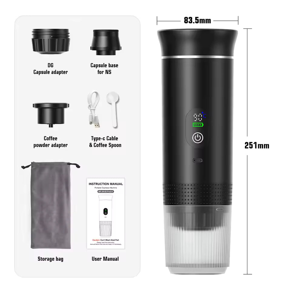 Trenzay Portable Espresso Machine 2.0 with travel bag and accessories