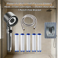 High pressure filtered shower head set with filters, hose and bracket