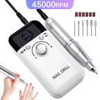 Professional cordless 45,000 RPM nail drill machine with LCD display and drill bits
