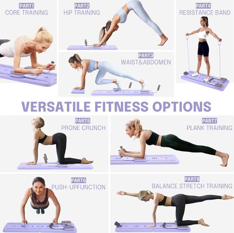 Foldable Pilates Board Portable – Full Body Home Workout & Fitness Trainer