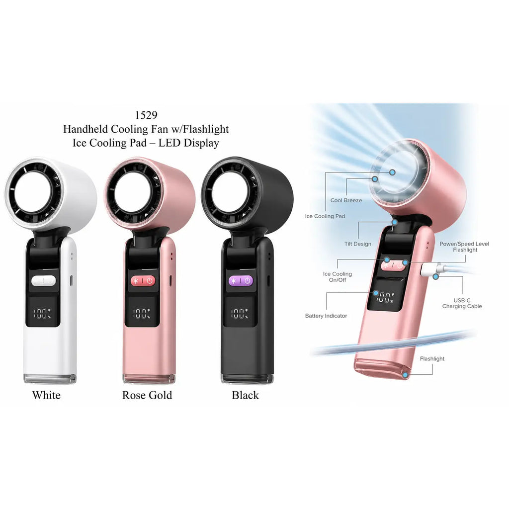 Handheld Ice Cooling Fan & Flashlight