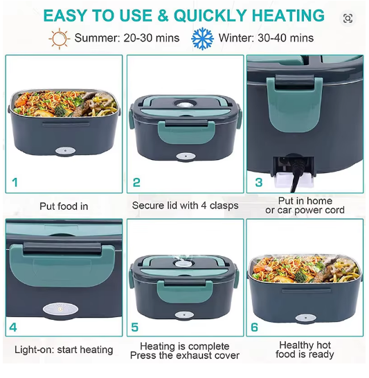 Portable Electric Lunch Box 1.8L | Heated Food Warmer for Car, Home & Travel
